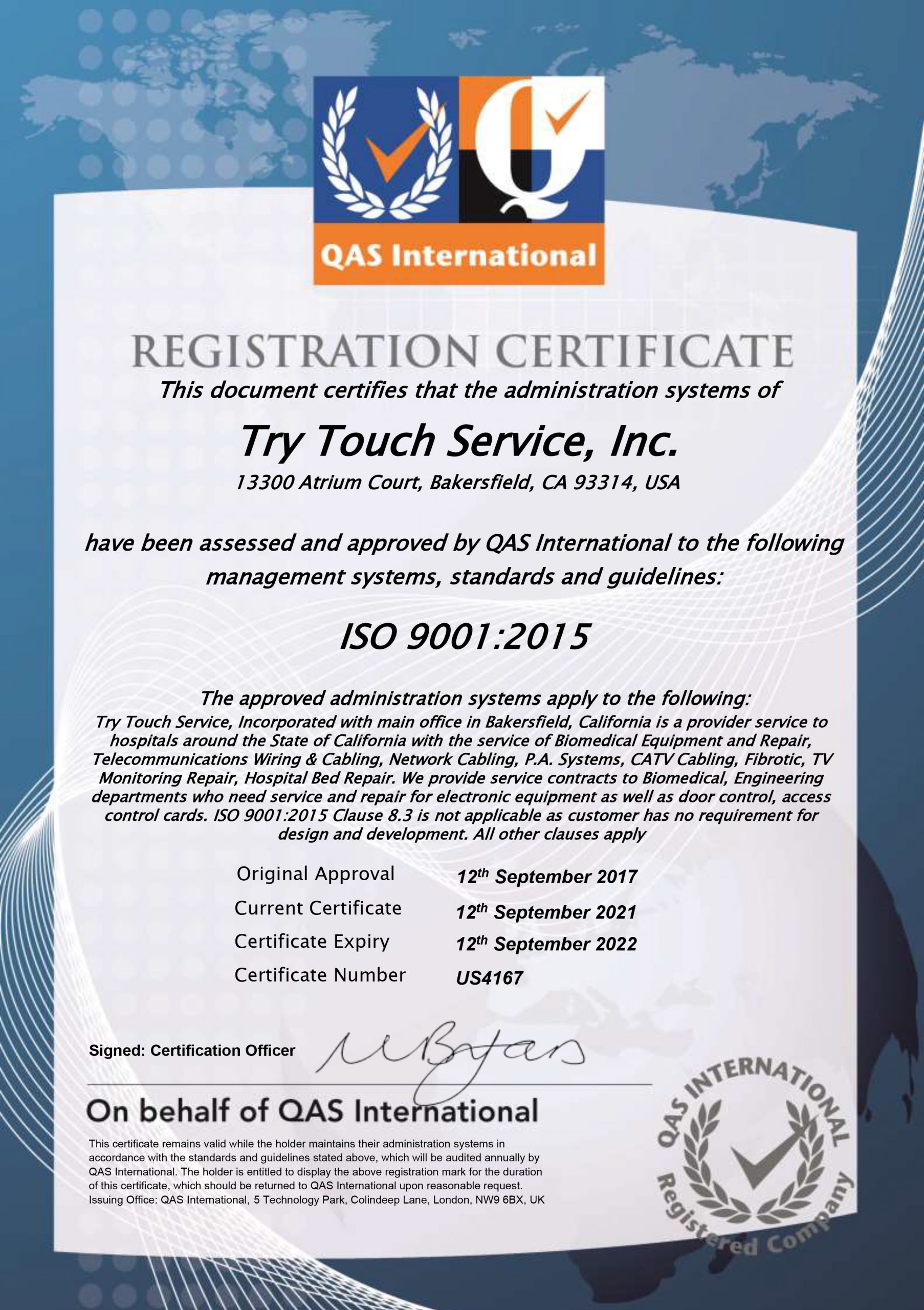 ISO certificate